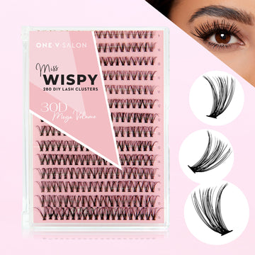 DIY Lash Cluster Kit - 30D Mega Volume - 280 Cluster Lashes False Eyelashes One V Salon 30D C Curl