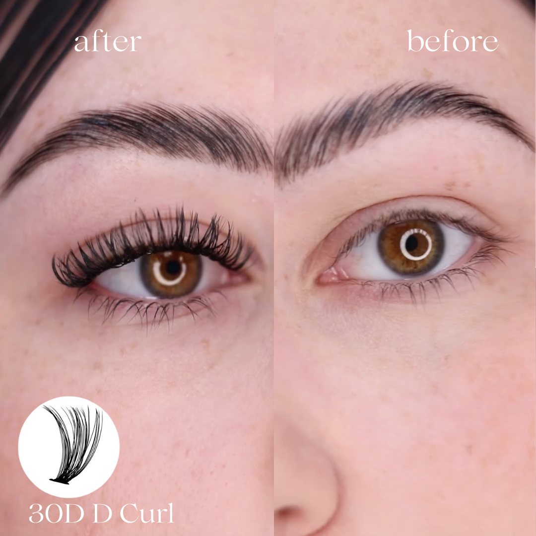 DIY Lash Cluster Kit - 30D Mega Volume - 280 Cluster Lashes False Eyelashes One V Salon