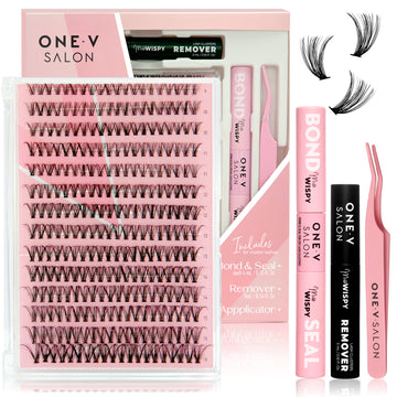 DIY Lash Cluster Kits - 30D Mega Volume Complete Kit (includes Bond & Seal, Applicator, Remover) False Eyelashes One V Salon