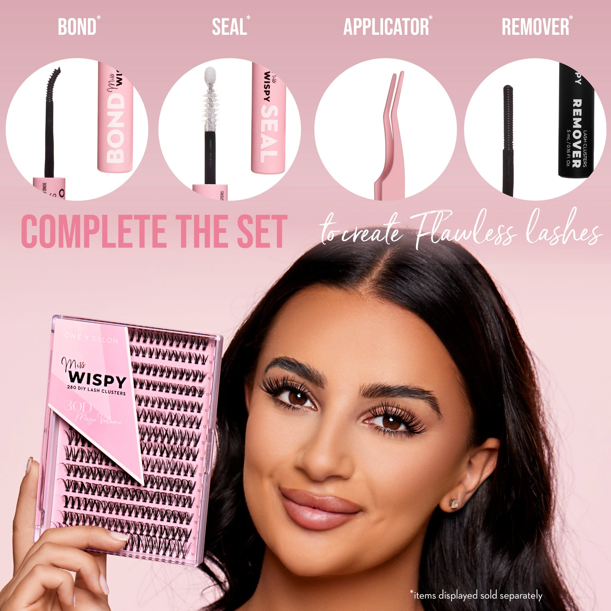 DIY Lash Cluster Kit - 30D Mega Volume - 280 Cluster Lashes False Eyelashes One V Salon