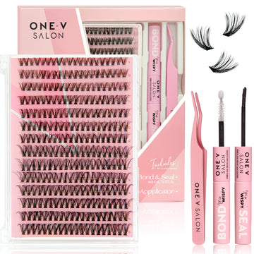 DIY Lash Cluster Kit - 40D Mega Volume Combo Kit (includes Bond & Seal, Applicator) False Eyelashes One V Salon