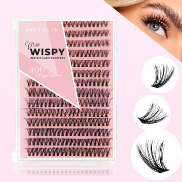 DIY Lash Cluster Kit - 40D Mega Volume - 280 Cluster Lashes False Eyelashes One V Salon