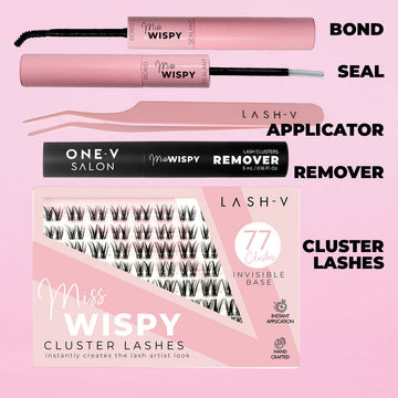 Miss Wispy Cluster Lashes - 77 Clusters Style 2 Pointed Wispies Complete Kit False Eyelashes One V Salon