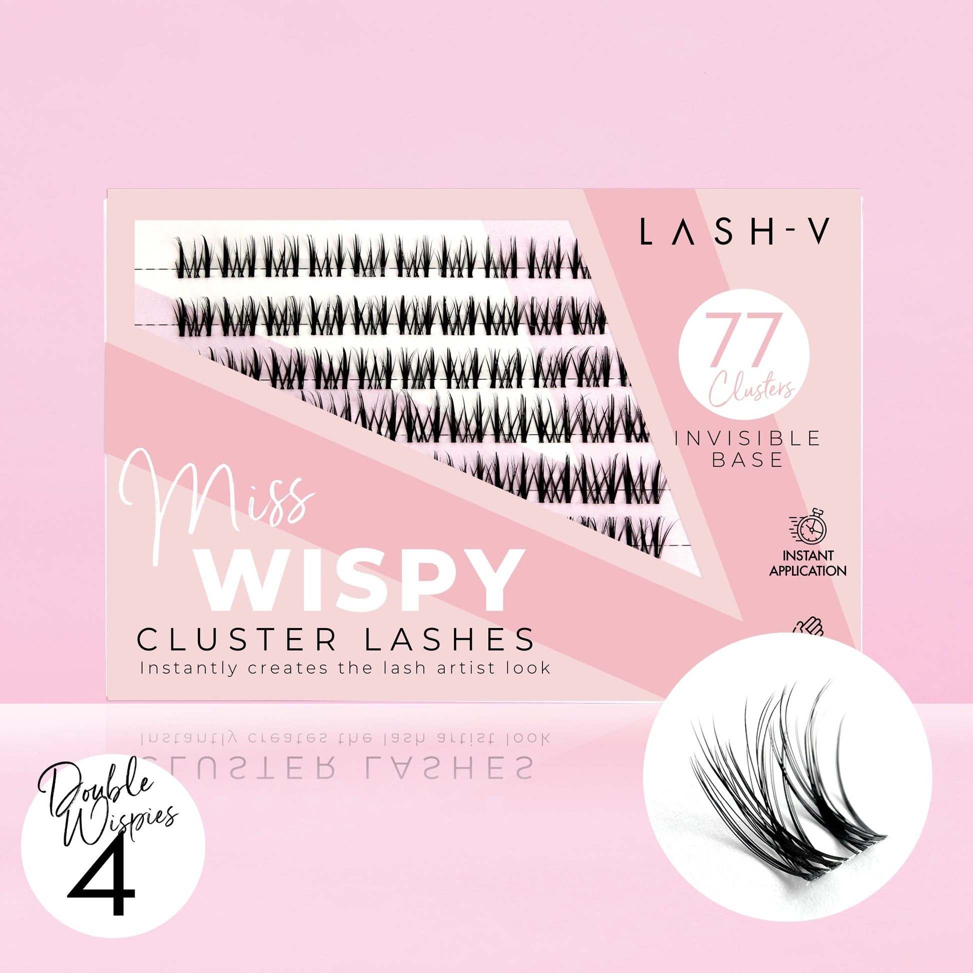 Miss Wispy Cluster Lashes - 77 Clusters Style 4 Double Wispies Complete Kit False Eyelashes One V Salon