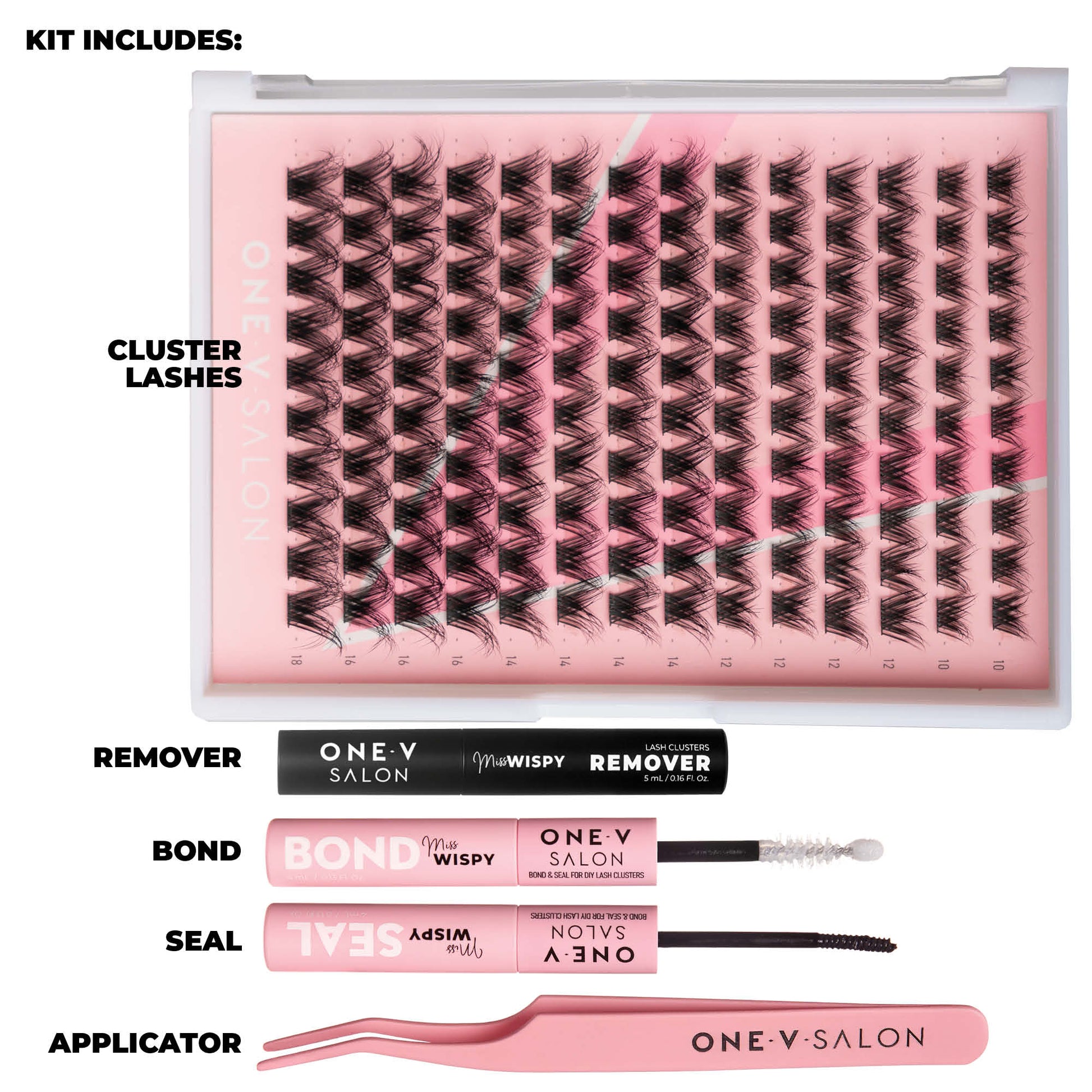 Luxe 3D Flawless -PETITE WISPY- 238 DIY Cluster Lashes Complete Kit False Eyelashes One V Salon