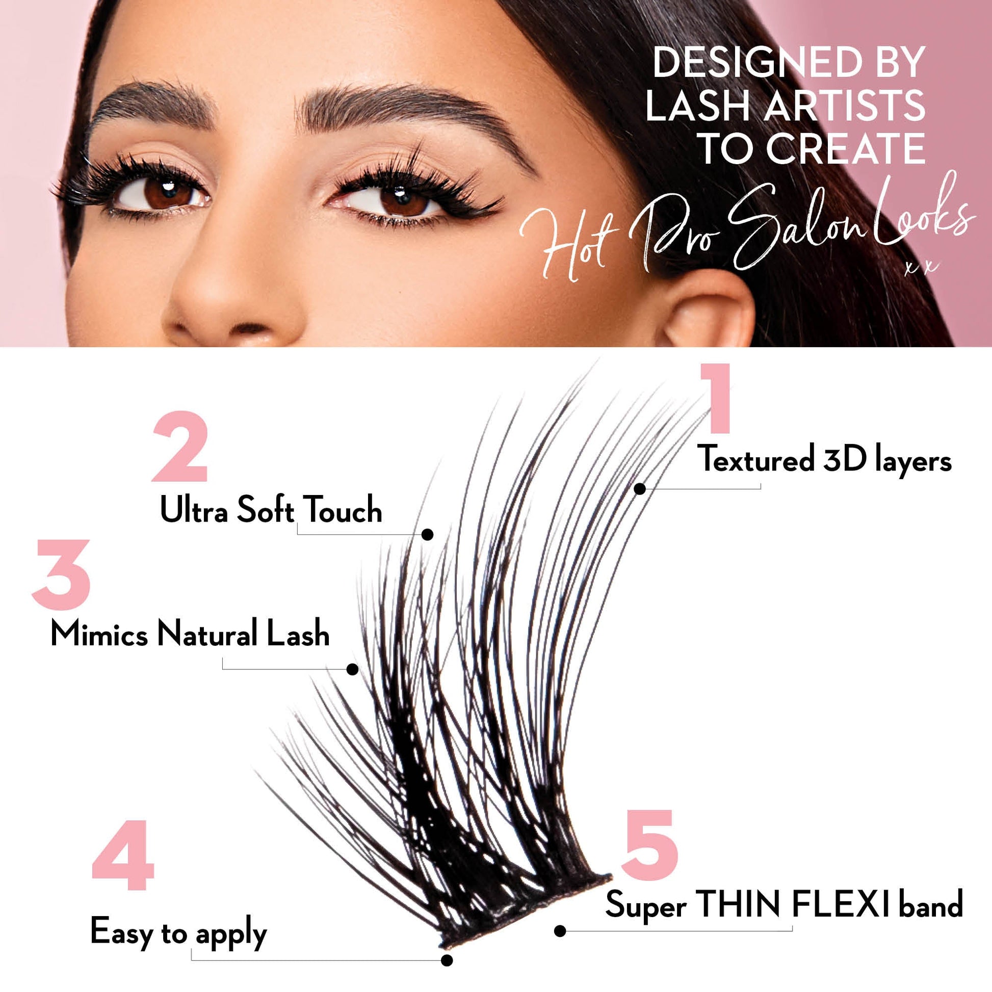Luxe 3D Flawless - Fox Eye - 140 DIY Cluster Lashes Complete Kit False Eyelashes One V Salon