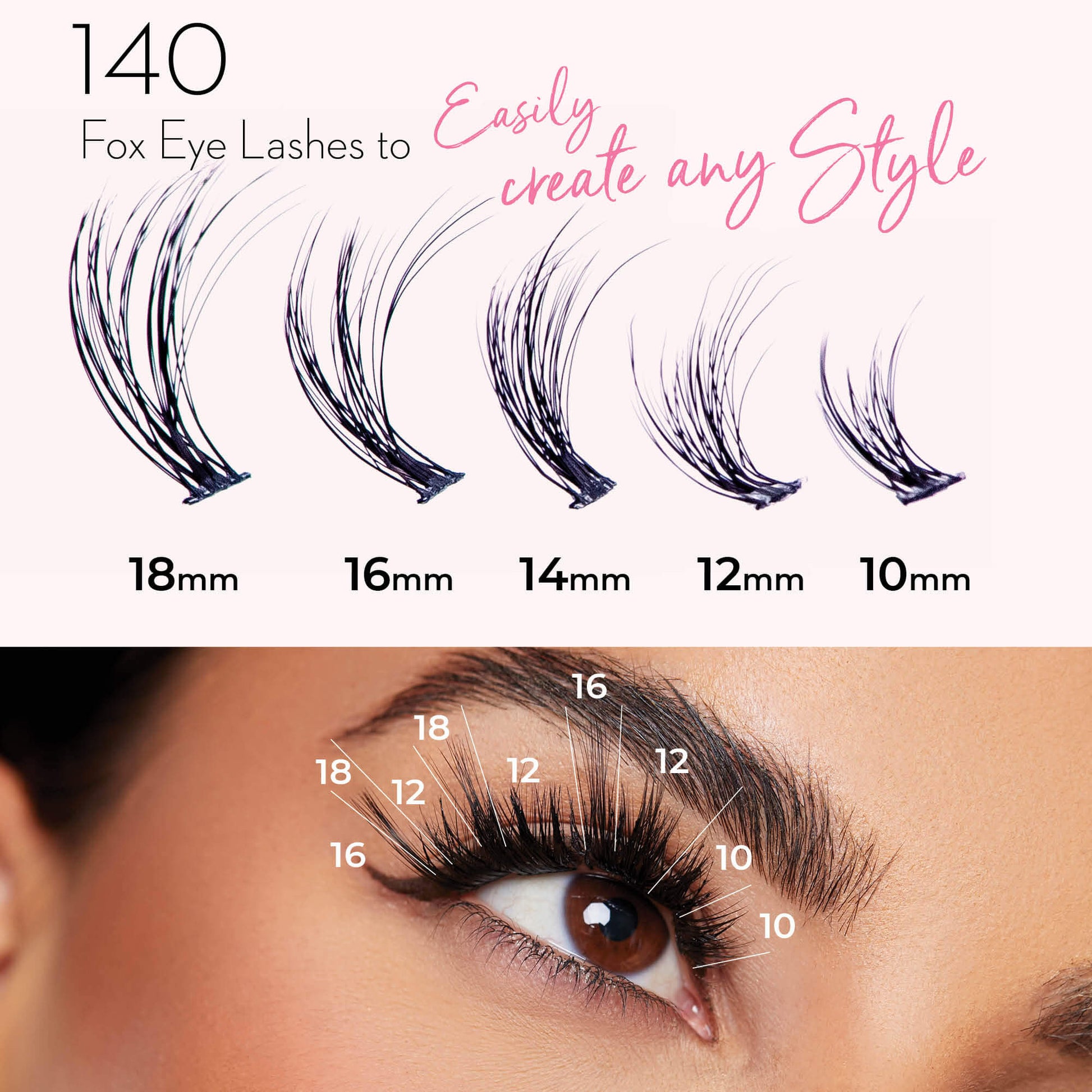 Luxe 3D Flawless - Fox Eye - 140 DIY Cluster Lashes Combo Kit False Eyelashes One V Salon