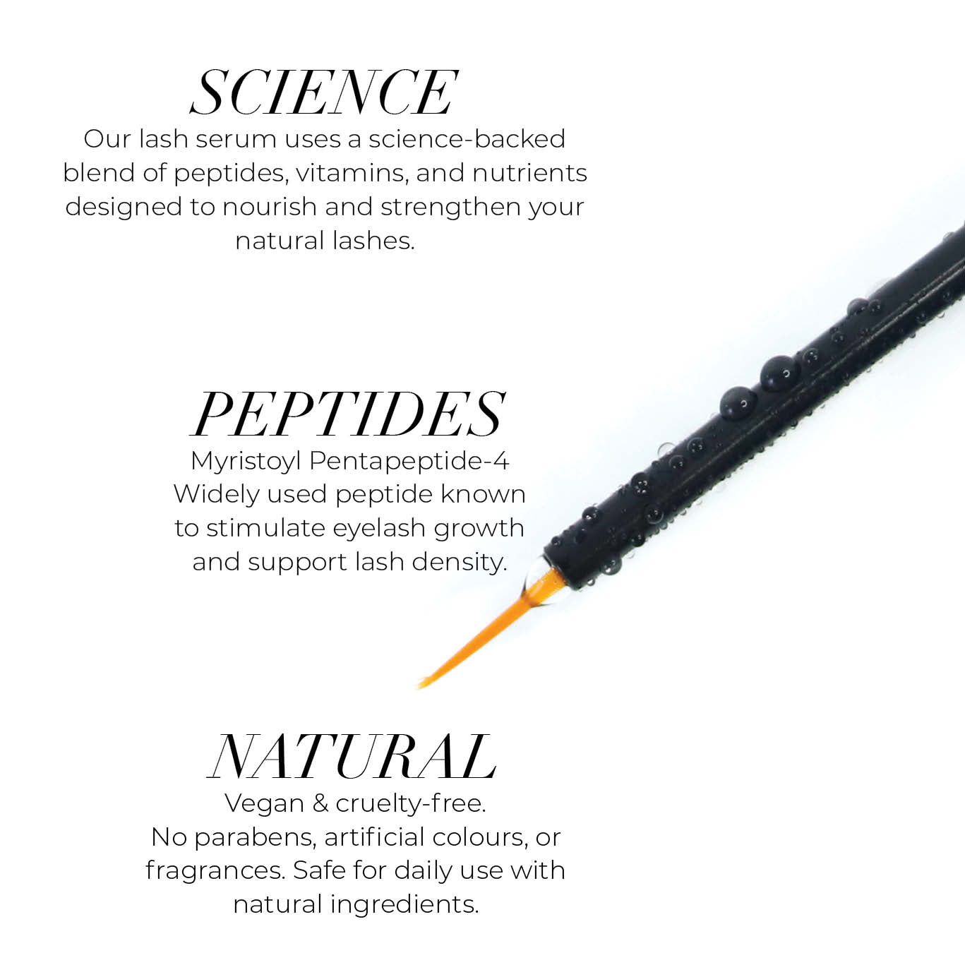 Peptide + Eyelash Growth Serum - Natural Lash Enhancer Lash & Brow Growth Treatments ONE V SALON