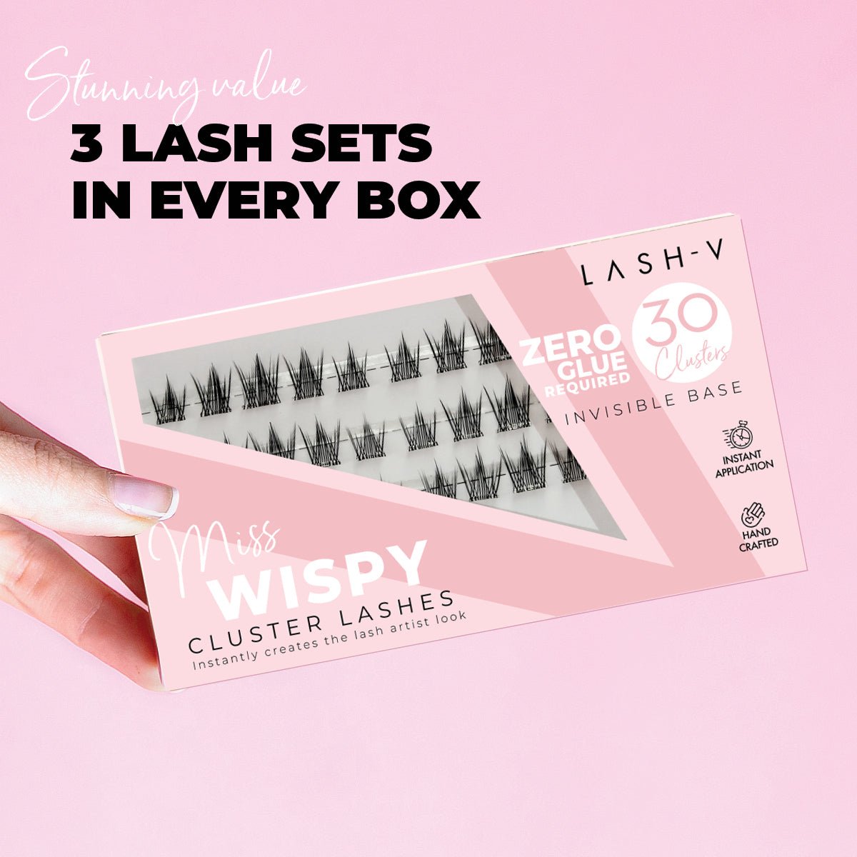 Miss Wispy Cluster Lashes - No Glue - 30 Clusters False Eyelashes One V Salon
