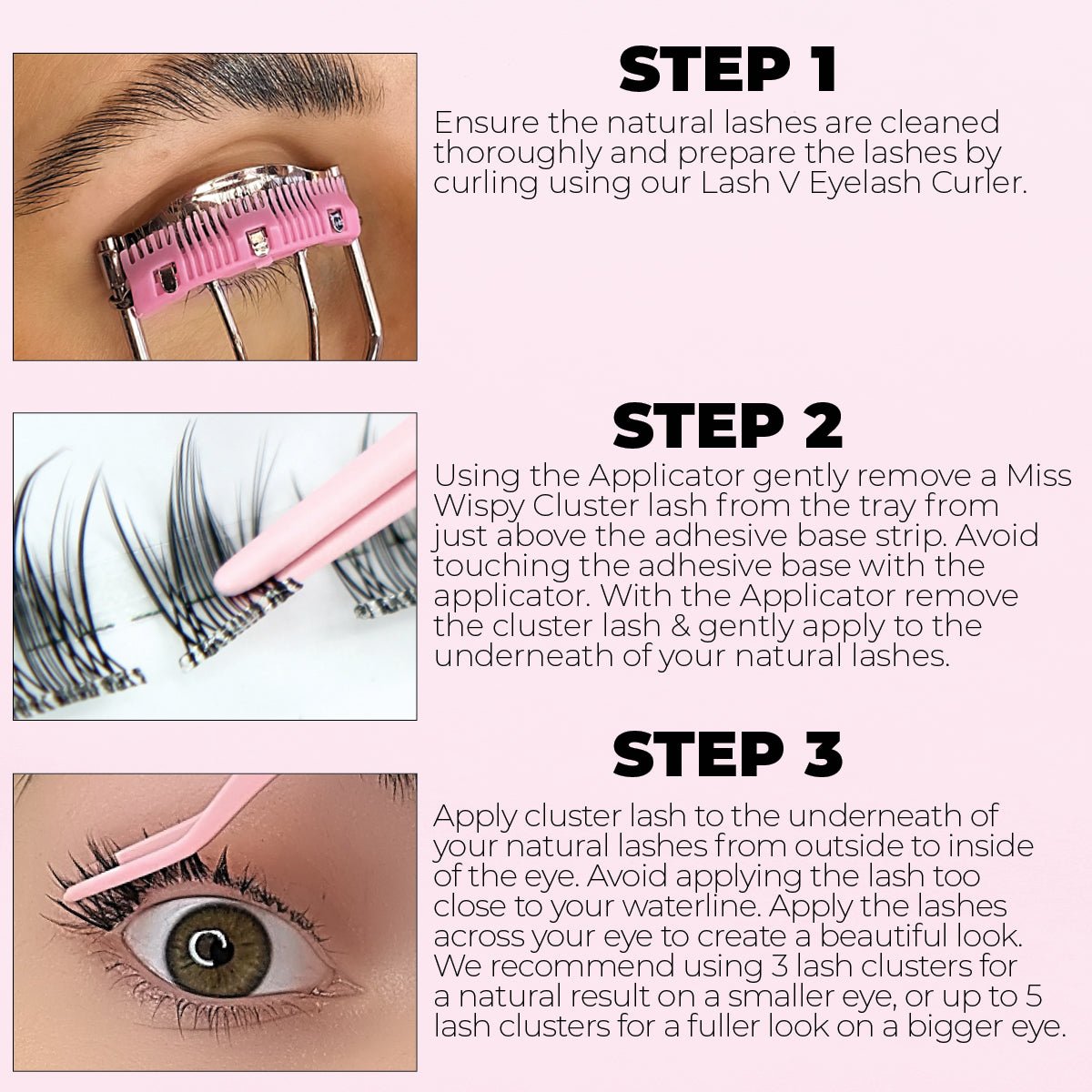 Miss Wispy Cluster Lashes - No Glue - 30 Clusters False Eyelashes One V Salon