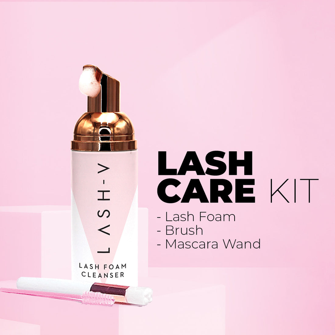Lash Care Kit (Lash Shampoo + Cleansing brush + Mascara Wand) Aftercare Cleanser  OneVSalon   