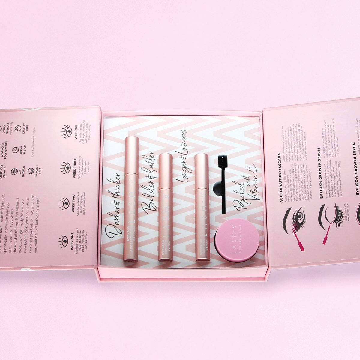Indulgence Lash & Brow Growth Kit - Lash & Brow Growth Serums + Mascara +Brow Soap Lash & Brow Growth Treatments LASH V