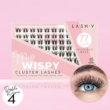 Miss Wispy Cluster Lashes - 77 Clusters Style 4 Double Wispies False Eyelashes One V Salon Style 4 - Double Wispies  