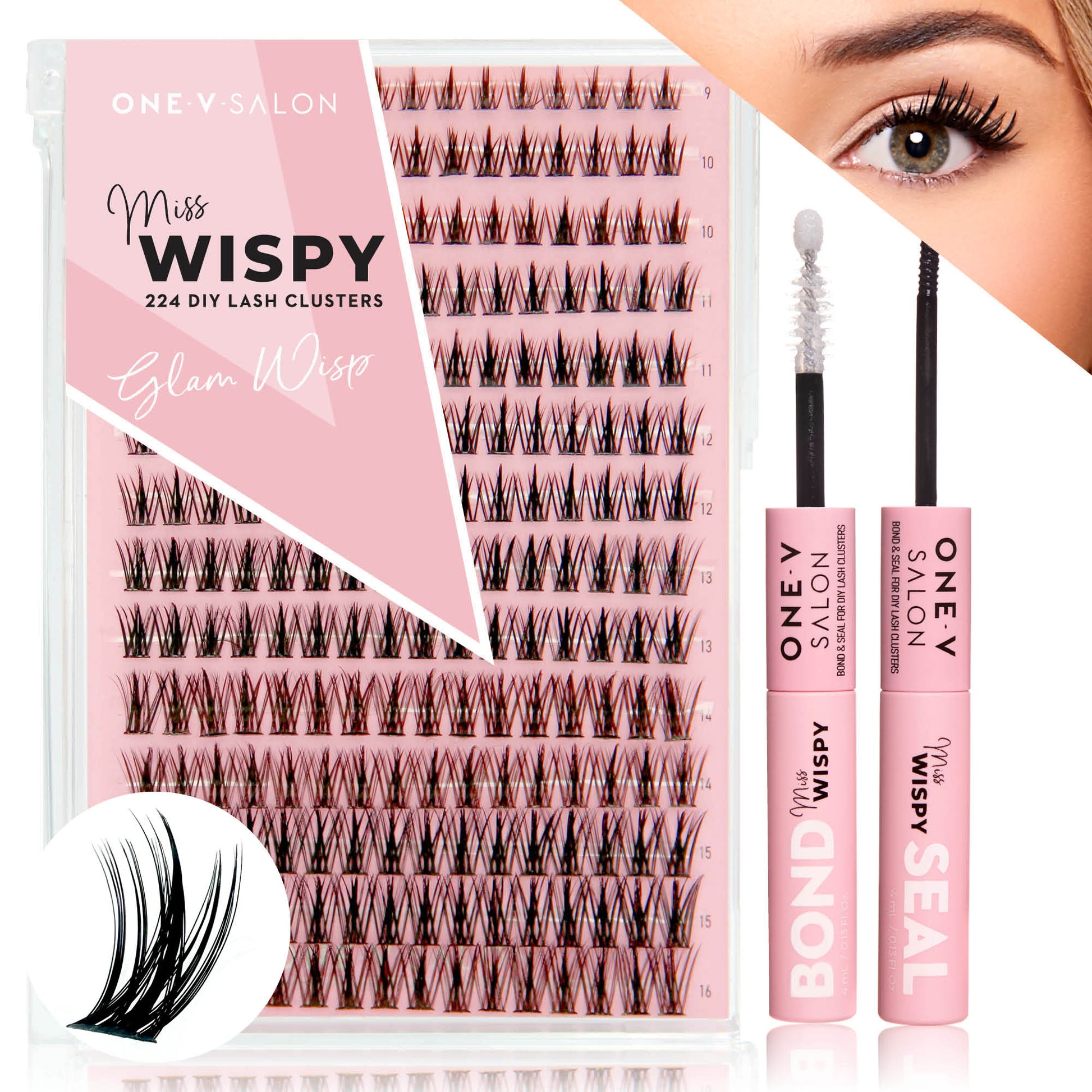 DIY Lash Cluster - Glam Wisp With Bond and Seal Kit False Eyelashes ONE V SALON