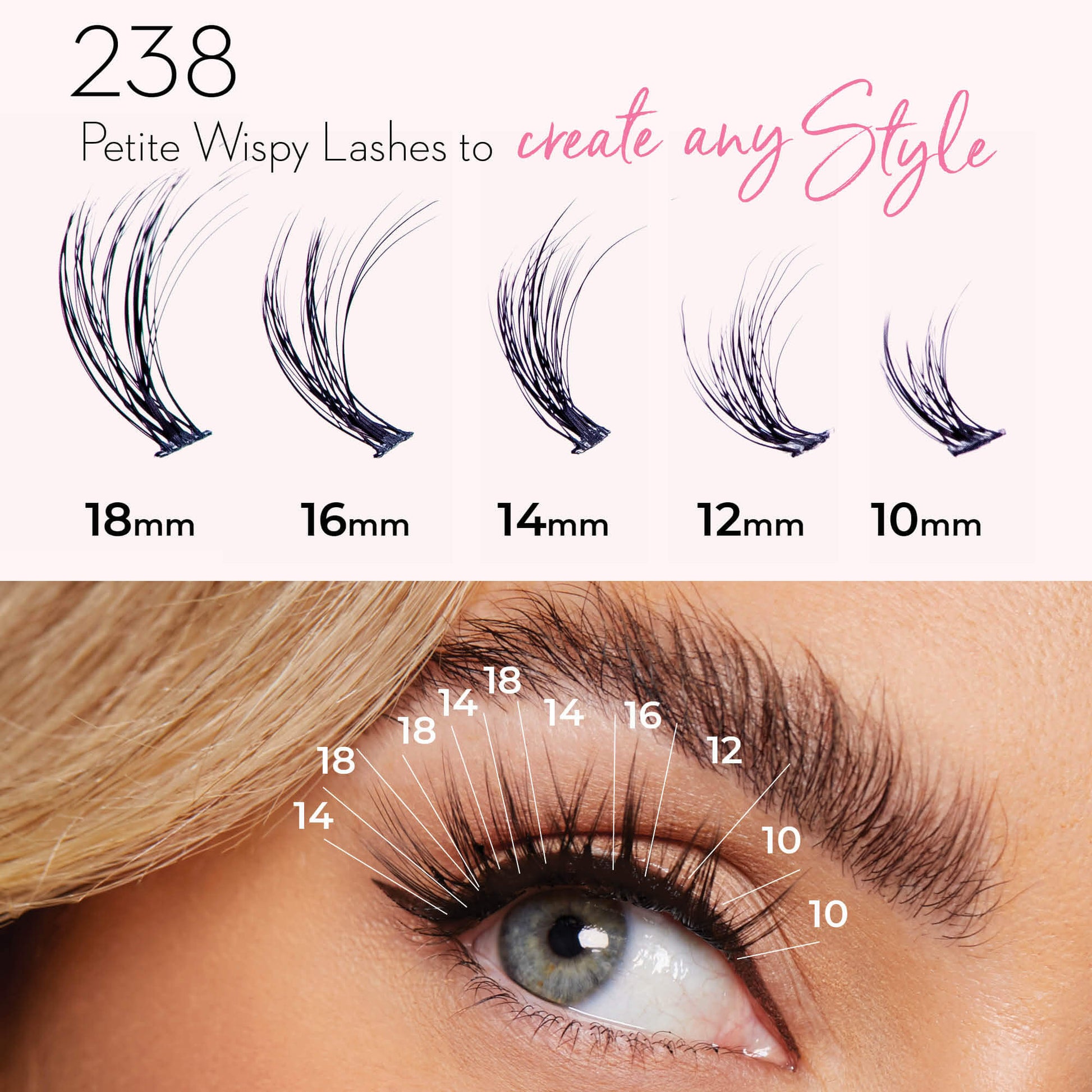 Luxe 3D Flawless -PETITE WISPY- 238 DIY Cluster Lashes With Bond and Seal Kit False Eyelashes ONE V SALON