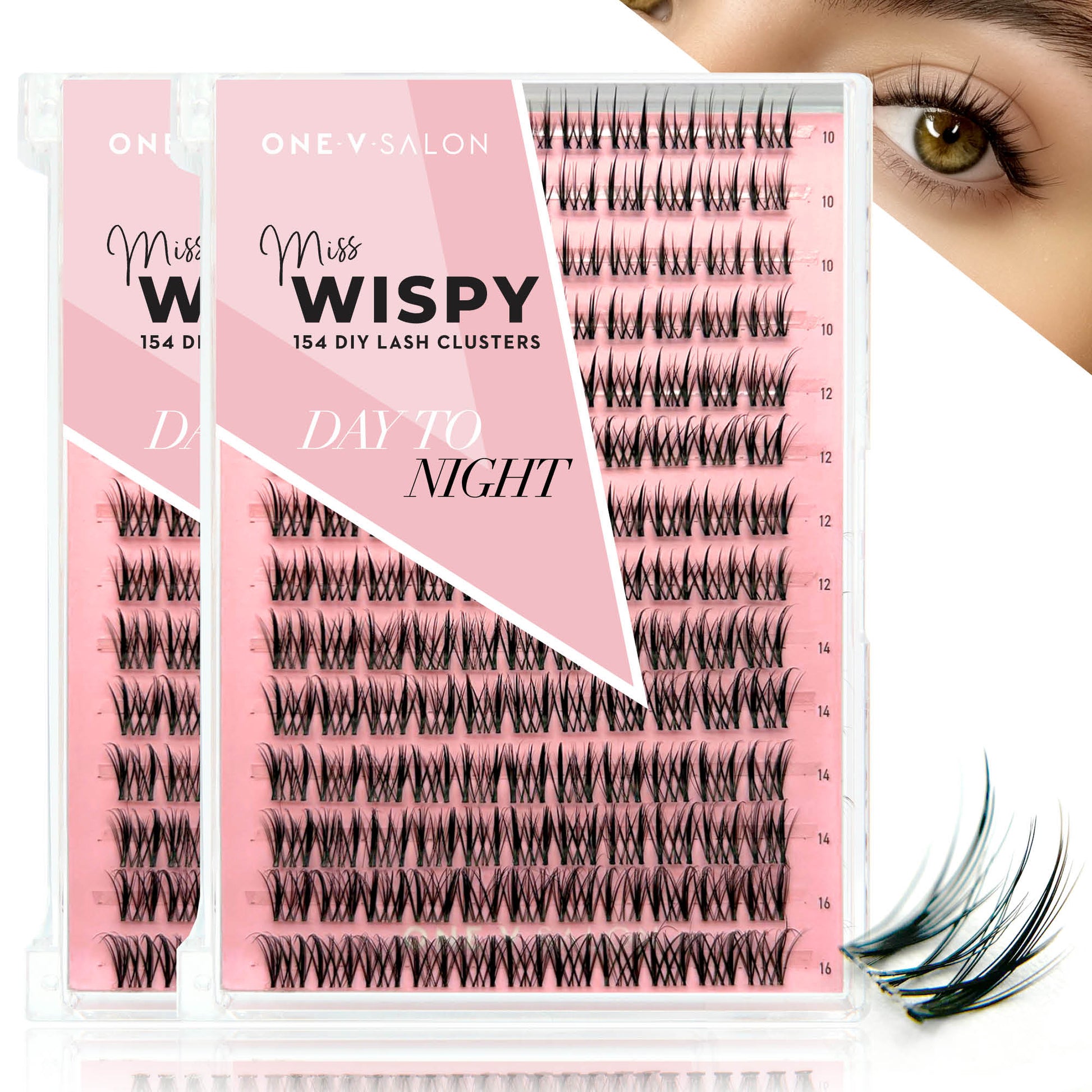 2x DIY Cluster Lashes - Day to Night Wisp- 154 Cluster Lashes False Eyelashes ONE V SALON