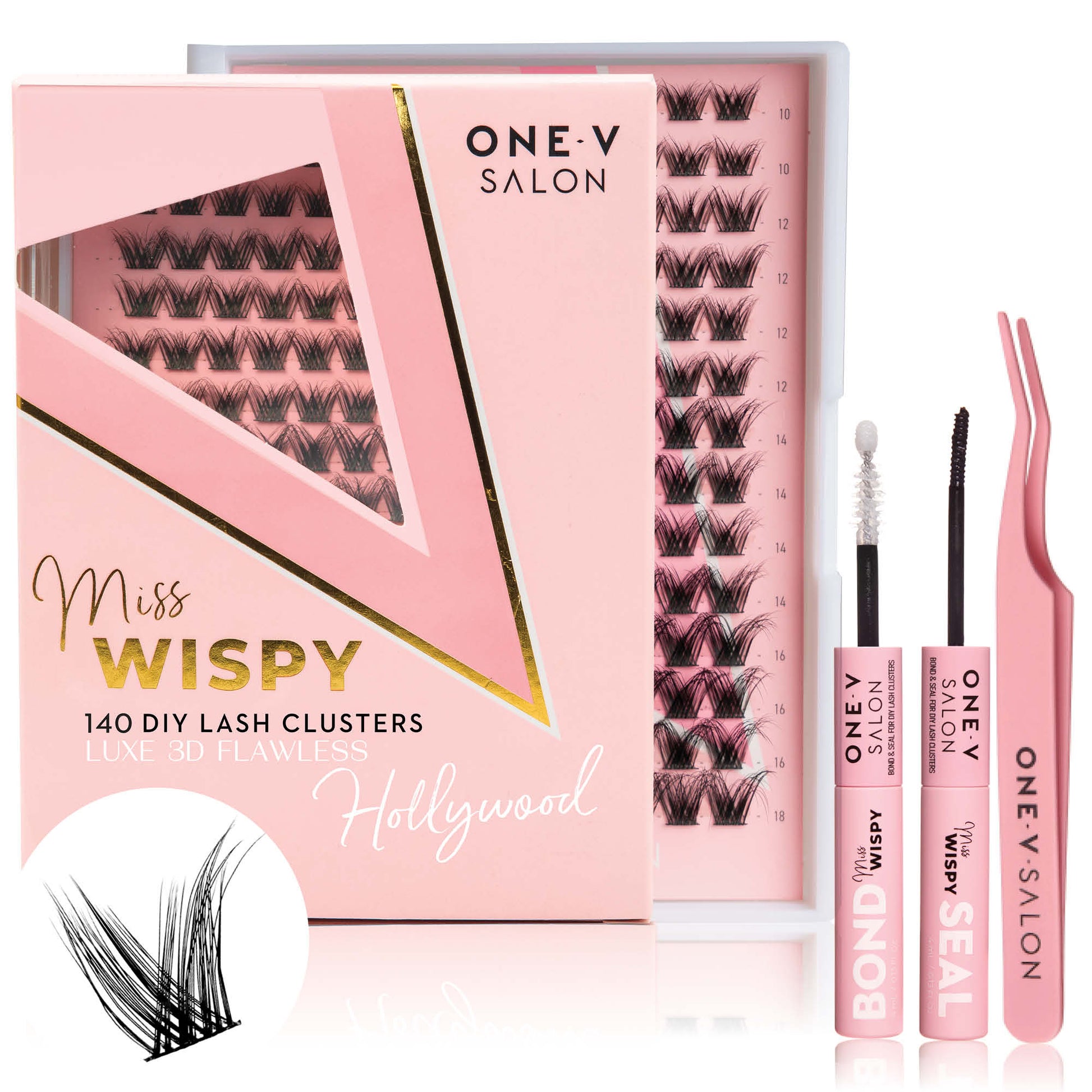 Luxe 3D Flawless -Hollywood - 140 DIY Cluster Lashes Combo Kit False Eyelashes One V Salon