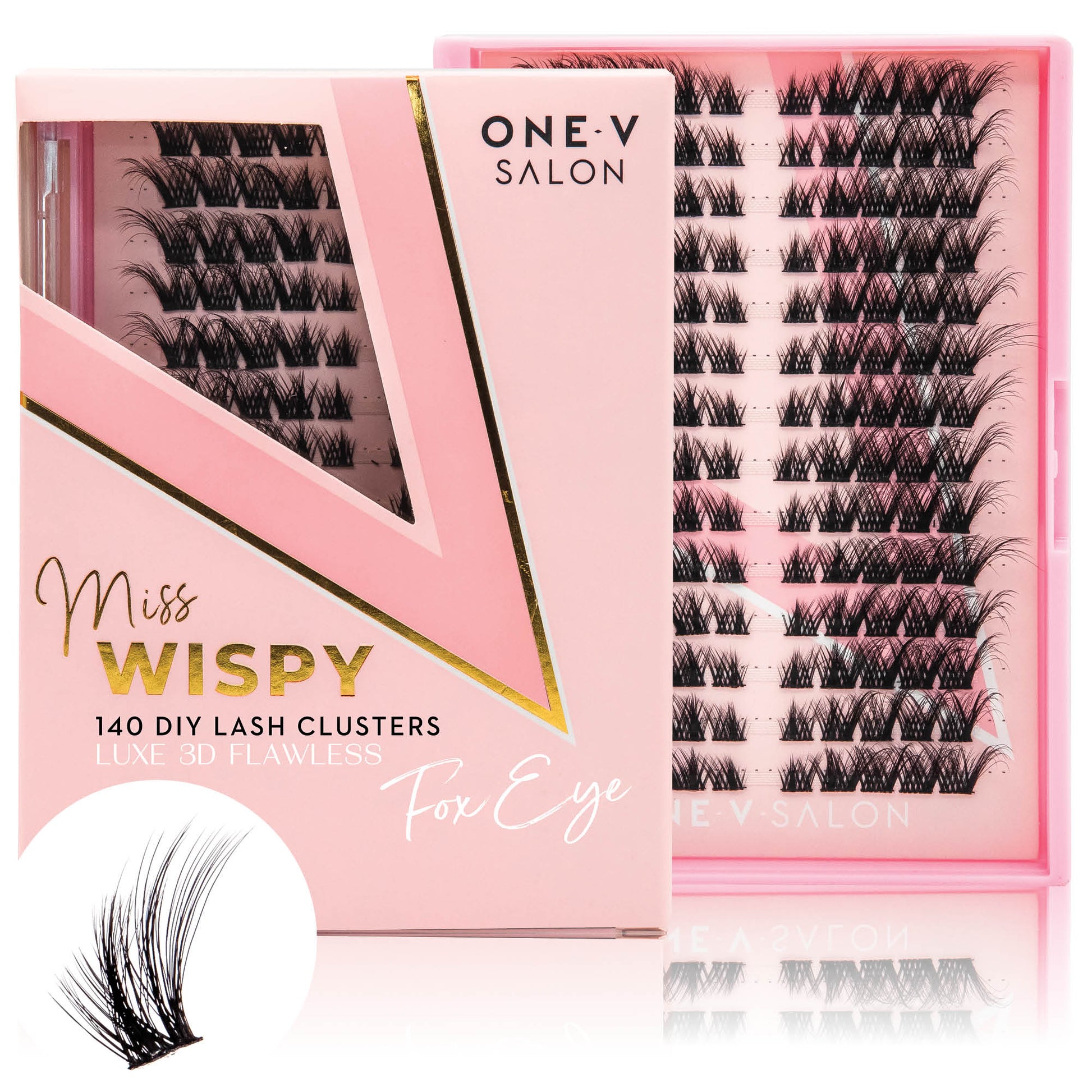 Luxe 3D Flawless - Fox Eye - 140 DIY Cluster Lashes Complete Kit False Eyelashes One V Salon   