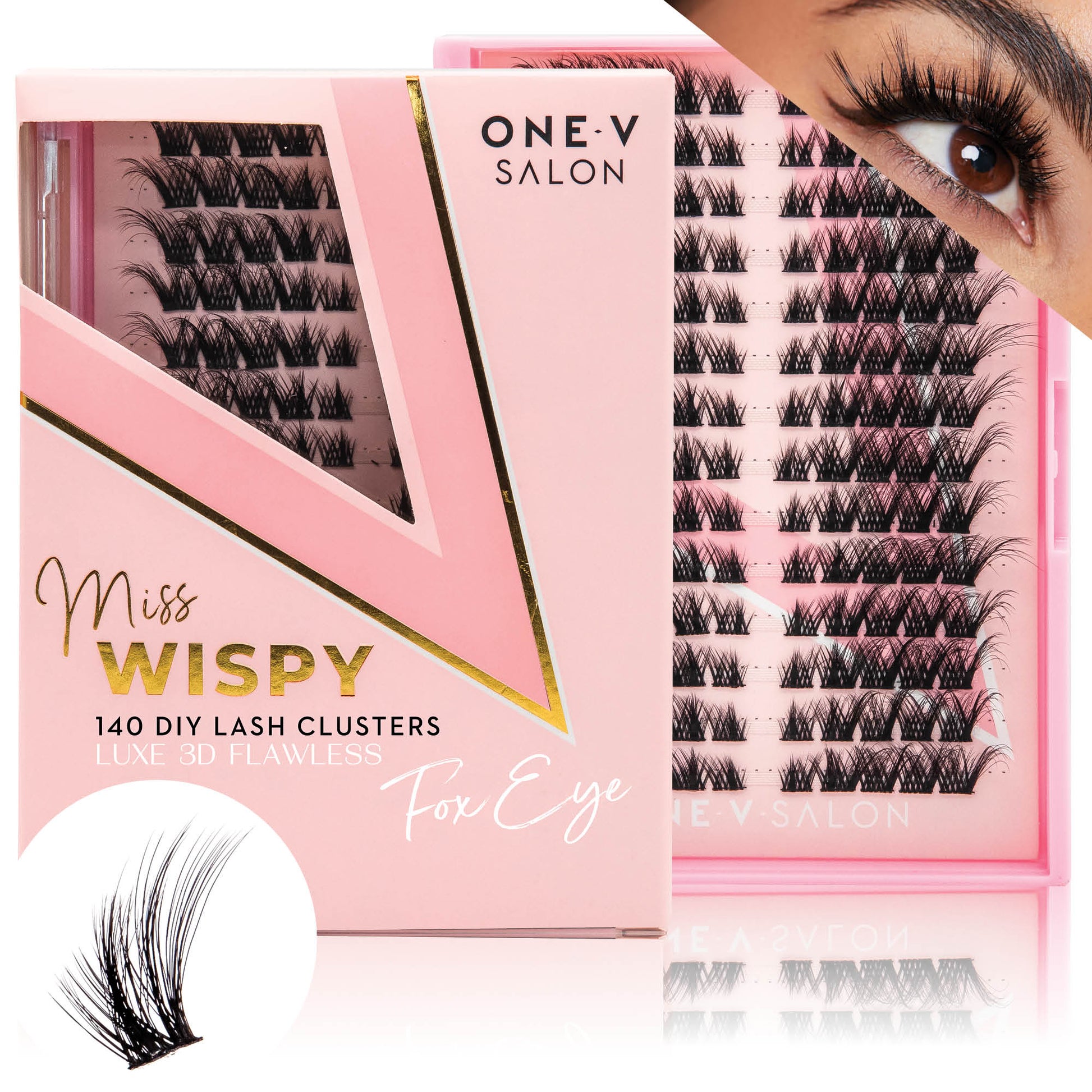 Luxe 3D Flawless - Fox Eye - 140 DIY Cluster Lashes Complete Kit False Eyelashes One V Salon   