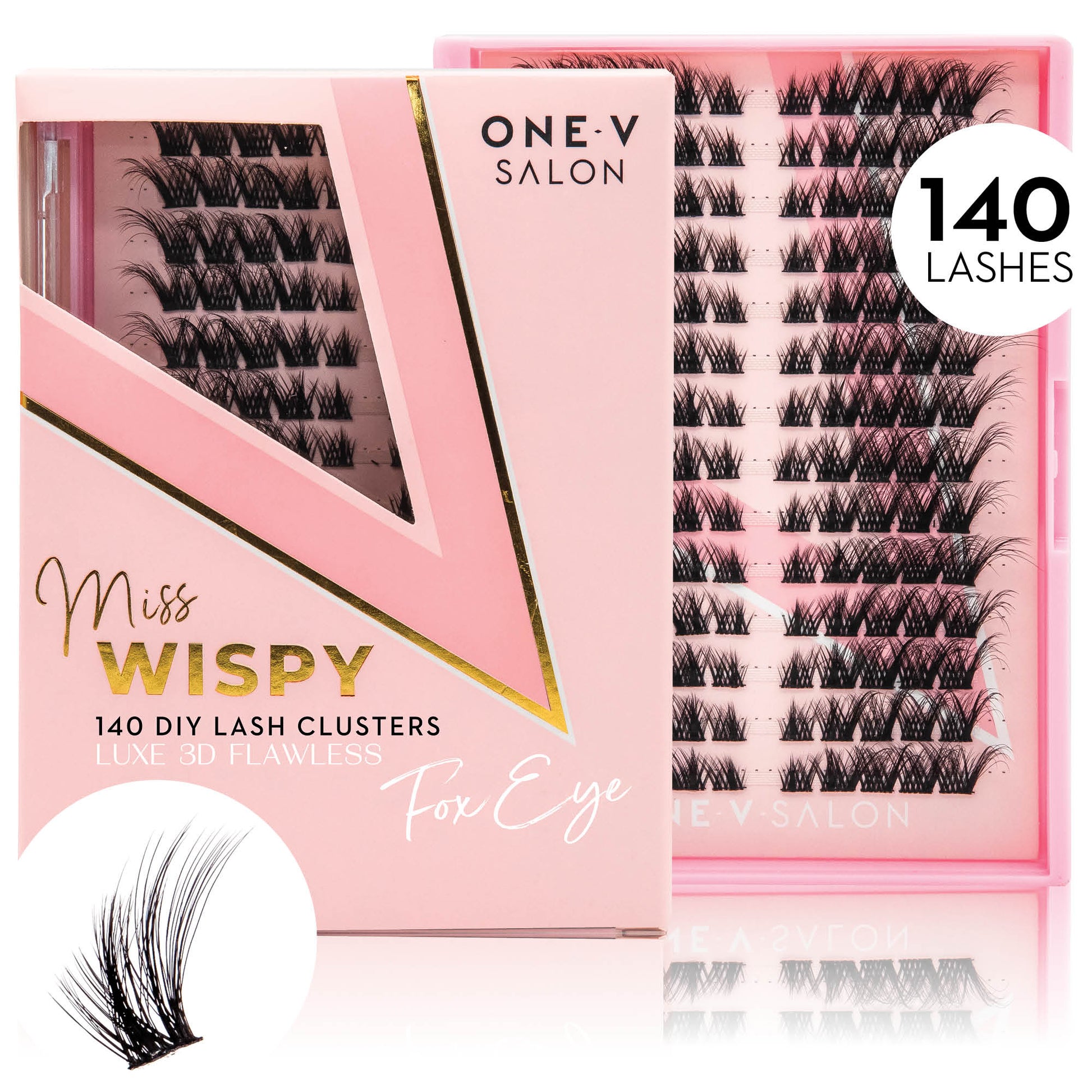 Luxe 3D Flawless - Fox Eye - 140 DIY Cluster Lashes Complete Kit False Eyelashes One V Salon   