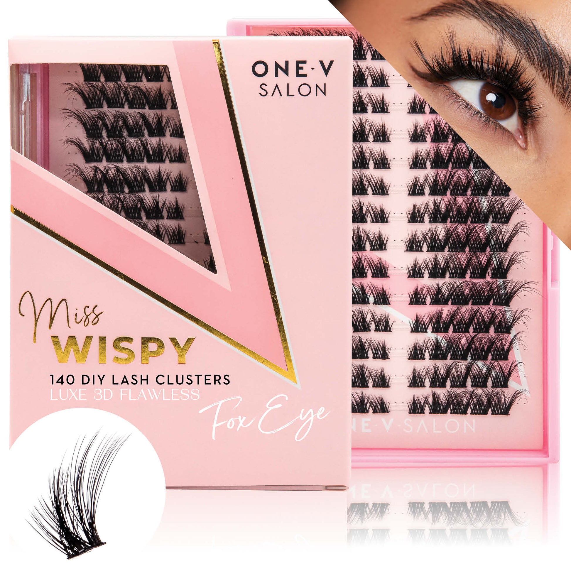 Luxe 3D Flawless - Fox Eye - 140 DIY Cluster Lashes Combo Kit False Eyelashes One V Salon   
