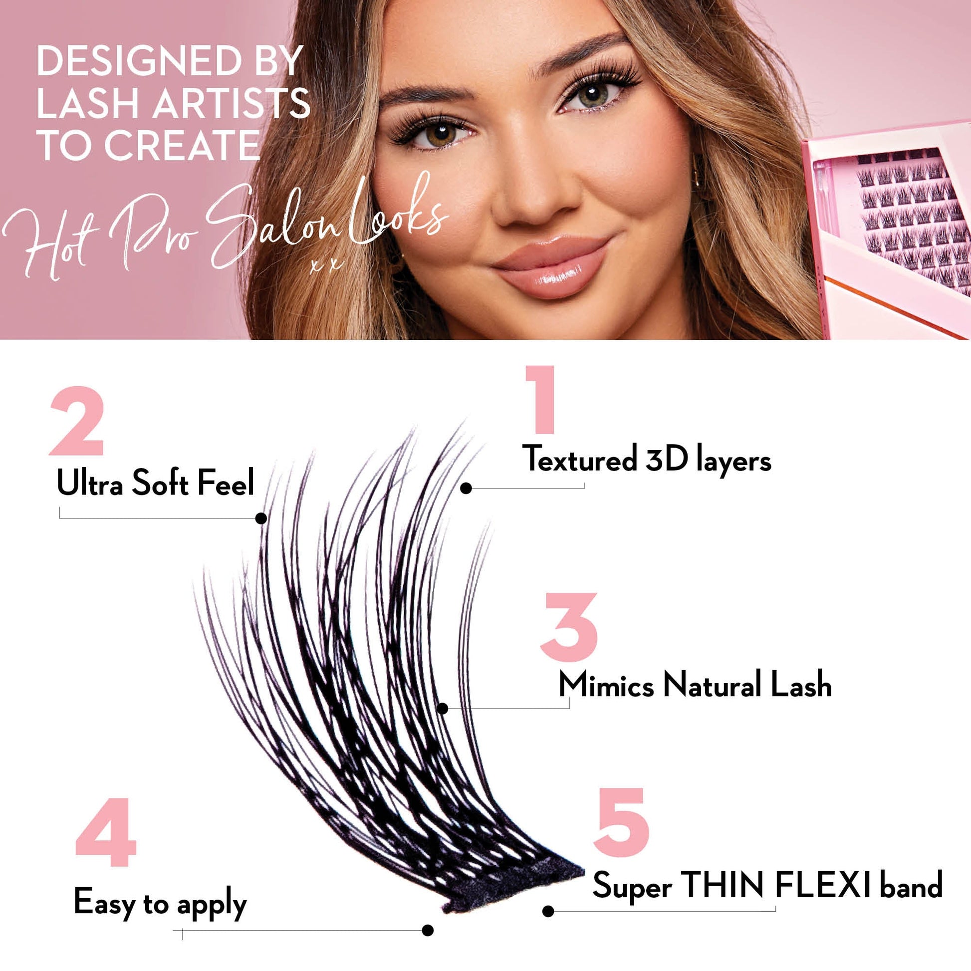 Luxe 3D Flawless -Glam Volume - 154 DIY Cluster Lashes with Bond & Seal Kit False Eyelashes ONE V SALON