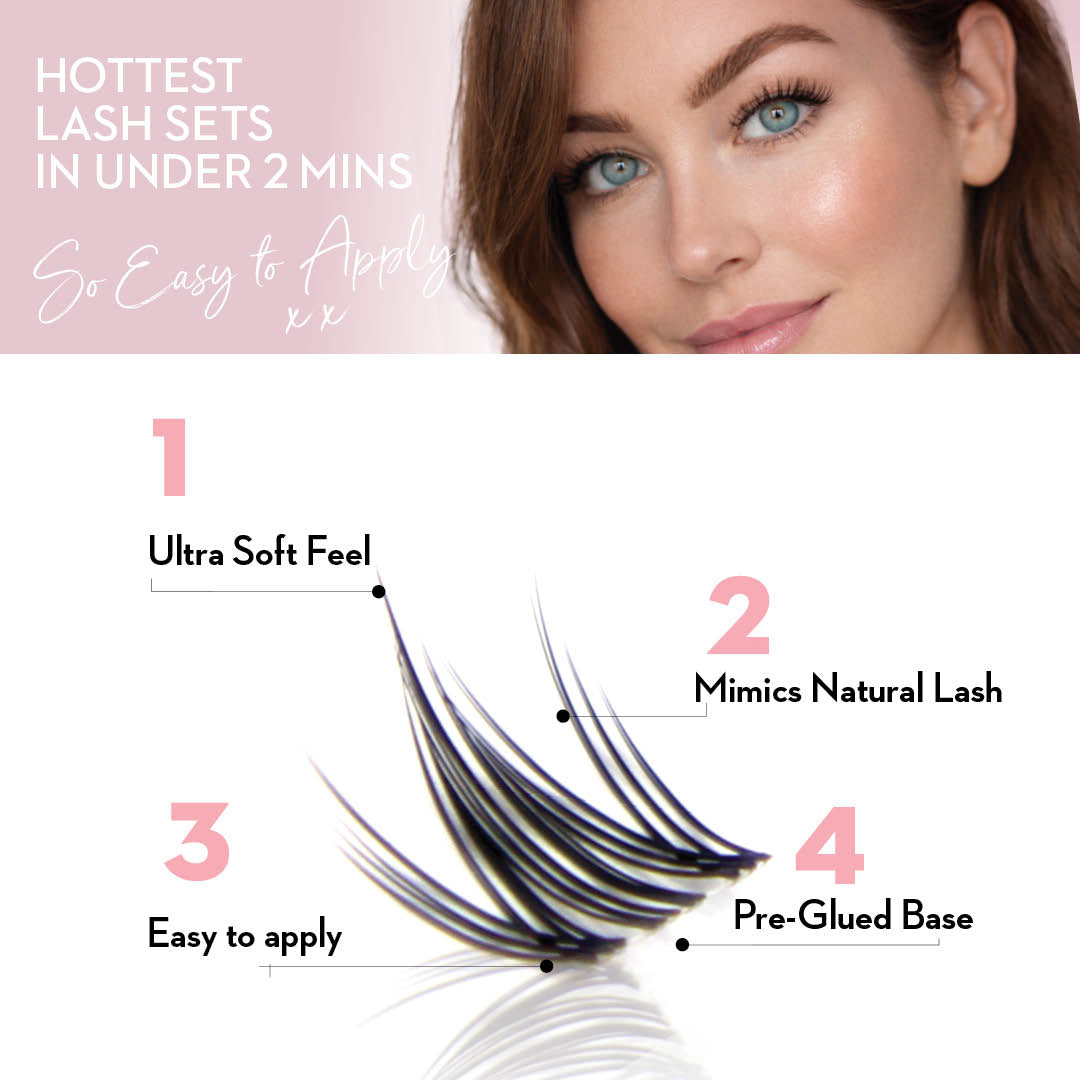 Cloud 9 Animate Wispy Press-On Pre-Glued Cluster Lashes False Eyelashes ONE V SALON