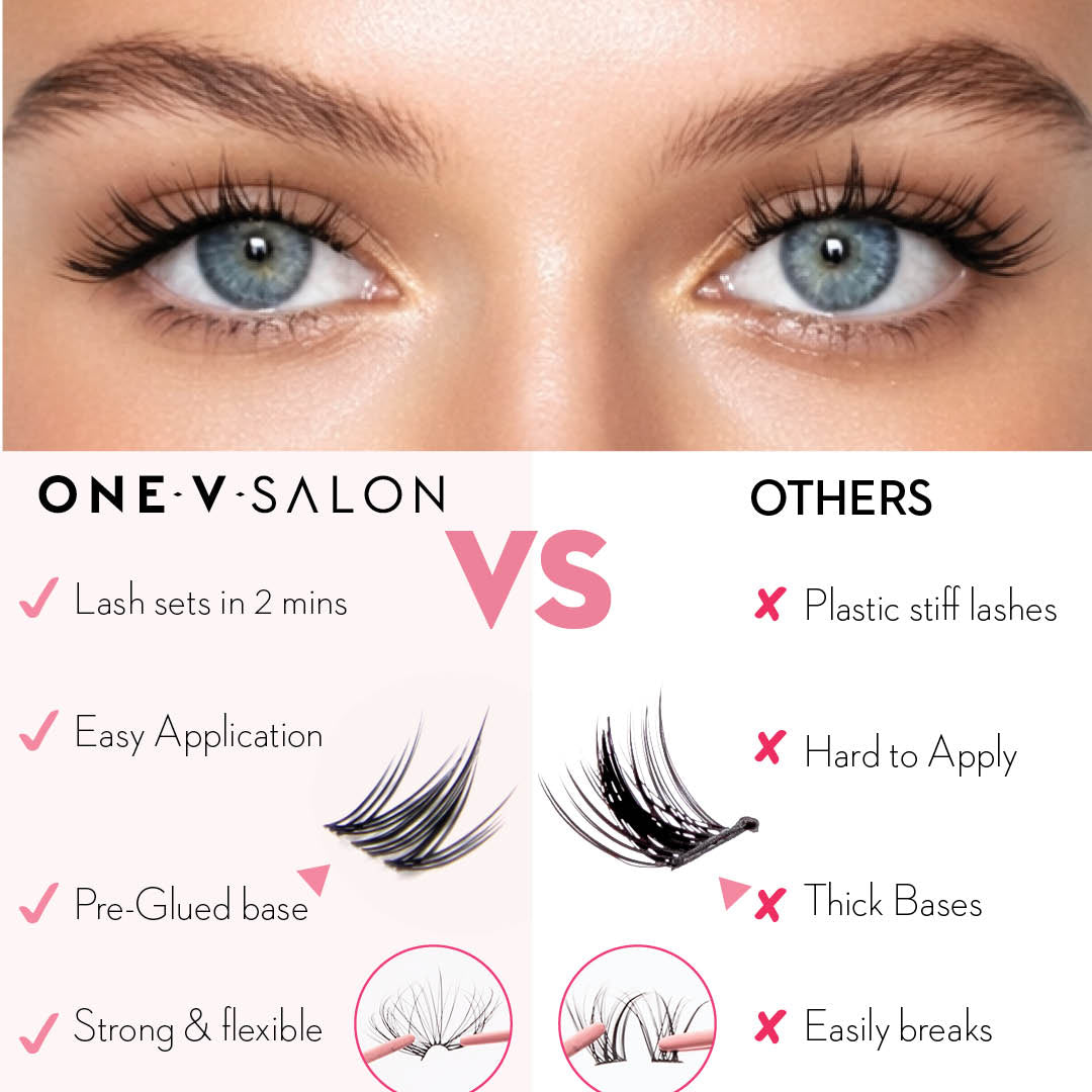 Cloud 9 Animate Press-On Pre-glued Cluster Lashes & Applicator False Eyelashes ONE V SALON
