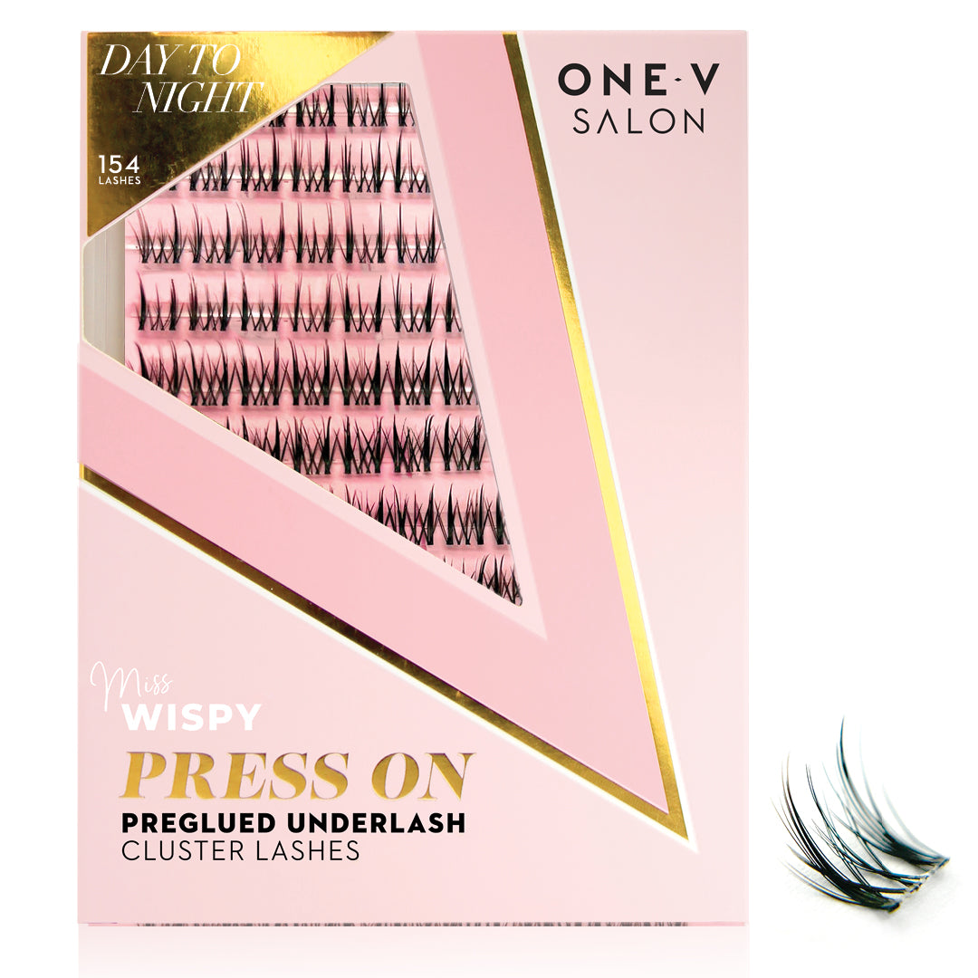 2x Day to Night Press-On Pre-Glued Wispy Cluster Lashes False Eyelashes ONE V SALON