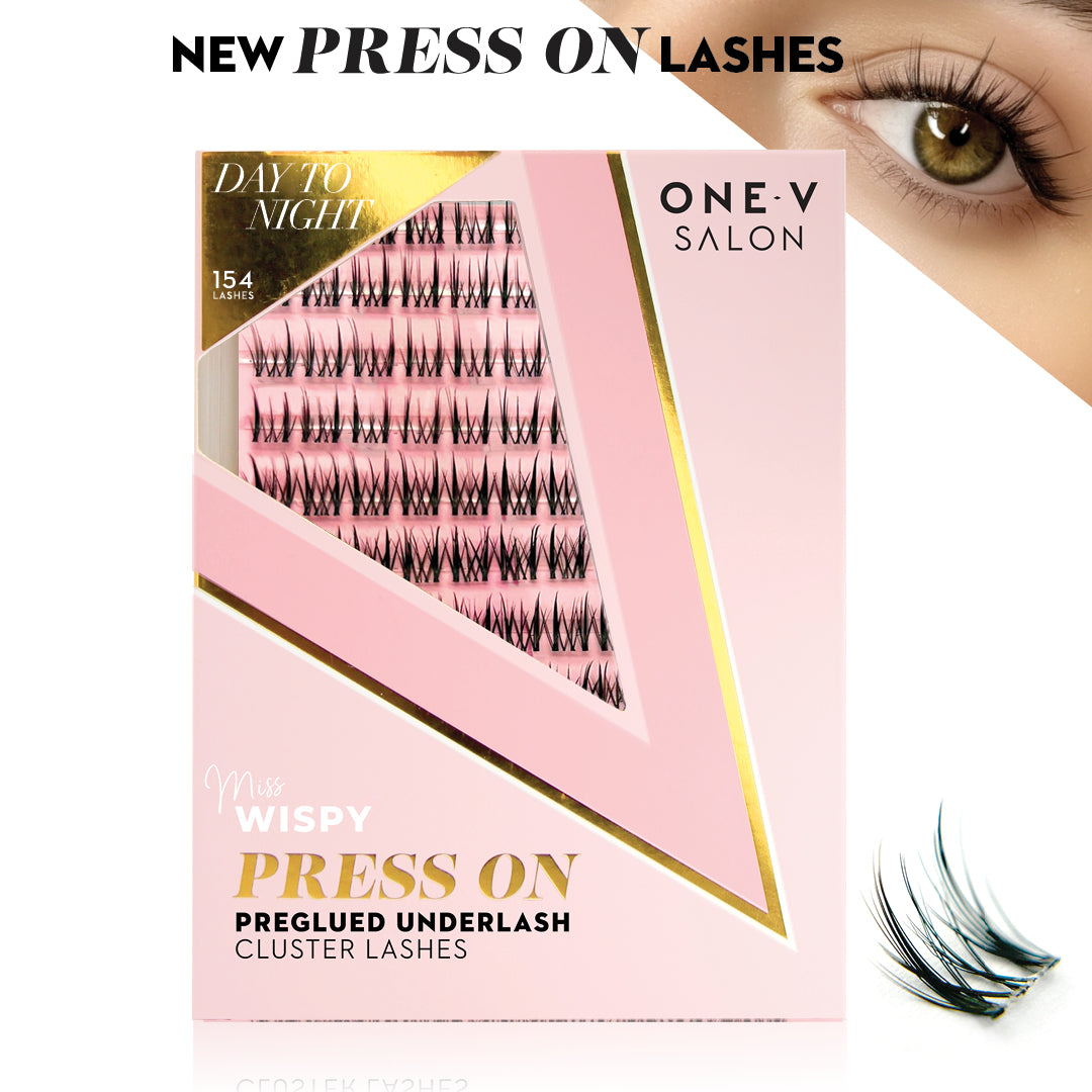 Day to Night Press-On Pre-Glued Wispy Cluster Lashes False Eyelashes ONE V SALON