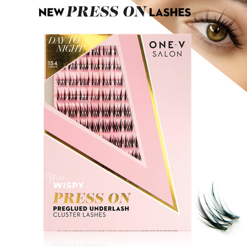 Day to Night Press-On Pre-Glued Wispy Cluster Lashes False Eyelashes ONE V SALON