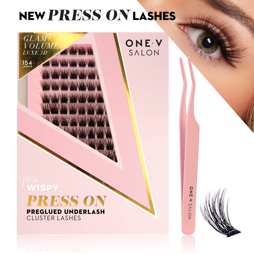 Glam Volume Press On Pre-glued Under-lashes Cluster Lashes & Applicator False Eyelashes ONE V SALON