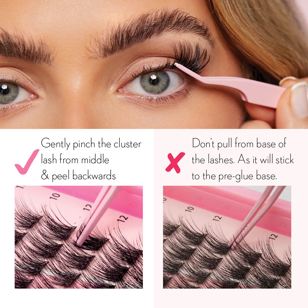 Glam Volume Press On Pre-glued Under-lashes Cluster Lashes & Applicator False Eyelashes ONE V SALON