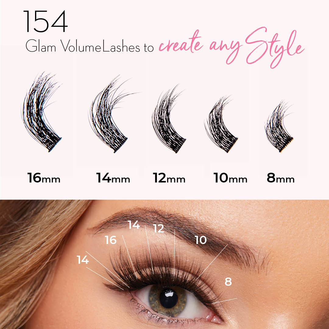 Glam Volume Press On Pre-glued Under-lashes Cluster Lashes & Applicator False Eyelashes ONE V SALON