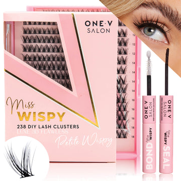 Luxe 3D Flawless -PETITE WISPY- 238 DIY Cluster Lashes With Bond and Seal Kit False Eyelashes ONE V SALON