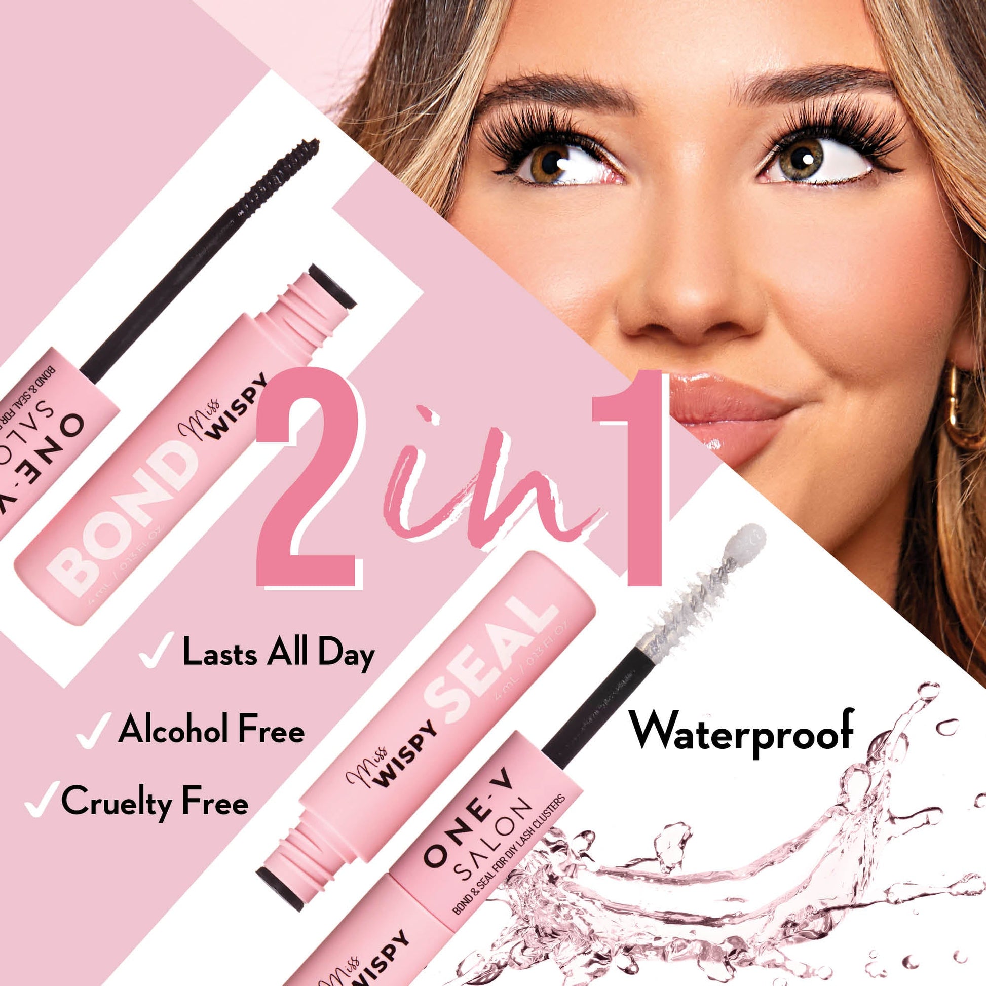 Miss Wispy Cluster Lashes - Bond & Seal False Eyelash Adhesive One V Salon