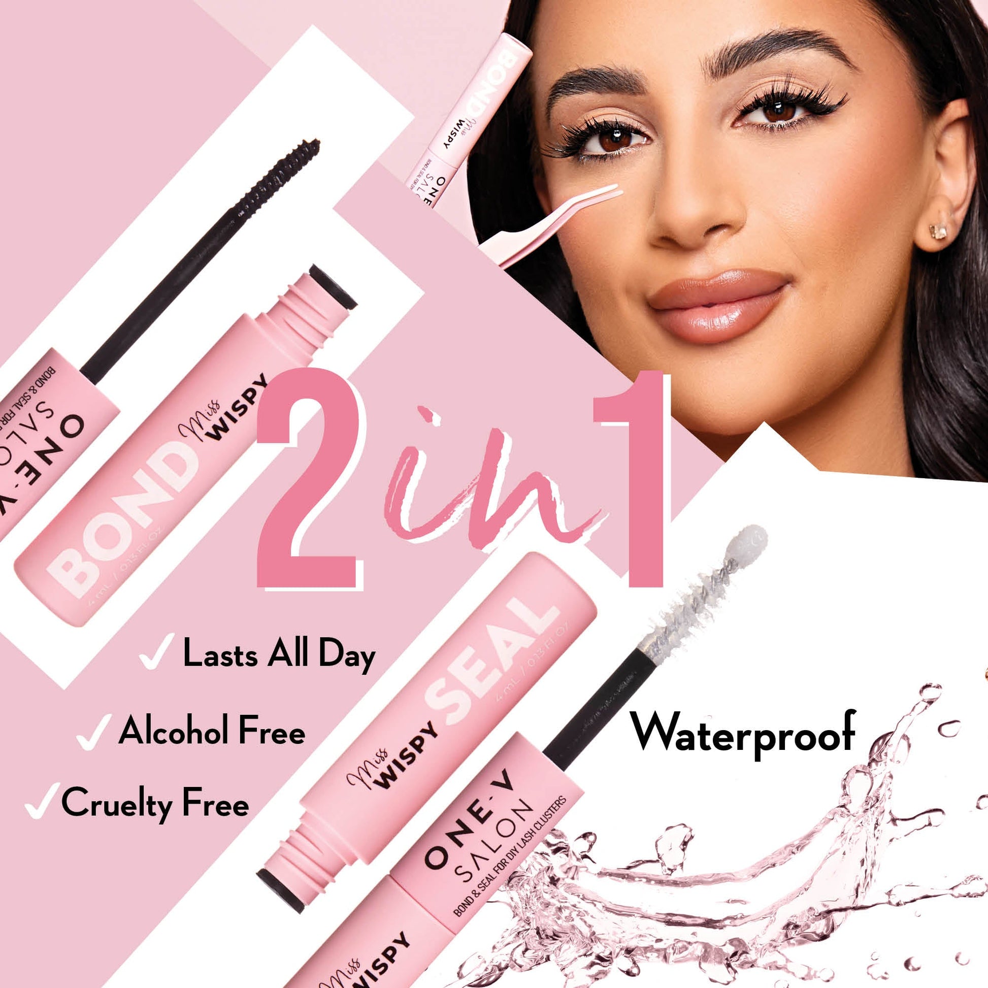 DIY Lash Cluster - Glam Wisp With Bond and Seal Kit False Eyelashes ONE V SALON