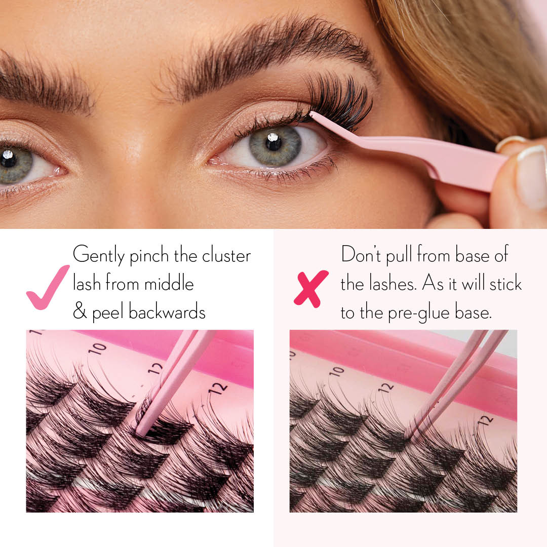 Camellia Wispy Press-On Pre-glued Cluster Lashes & Applicator False Eyelashes ONE V SALON