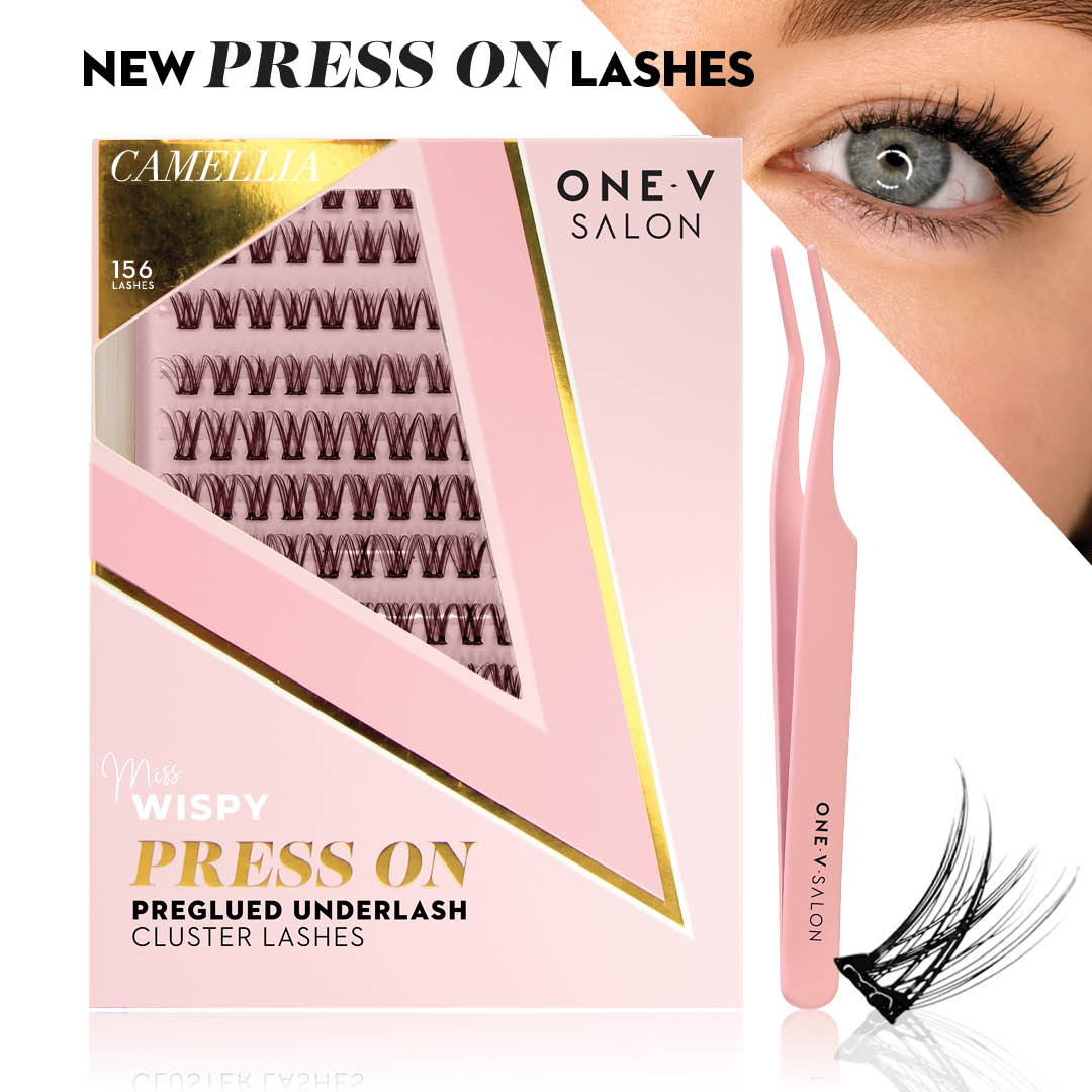 Camellia Wispy Press-On Pre-glued Cluster Lashes & Applicator False Eyelashes ONE V SALON