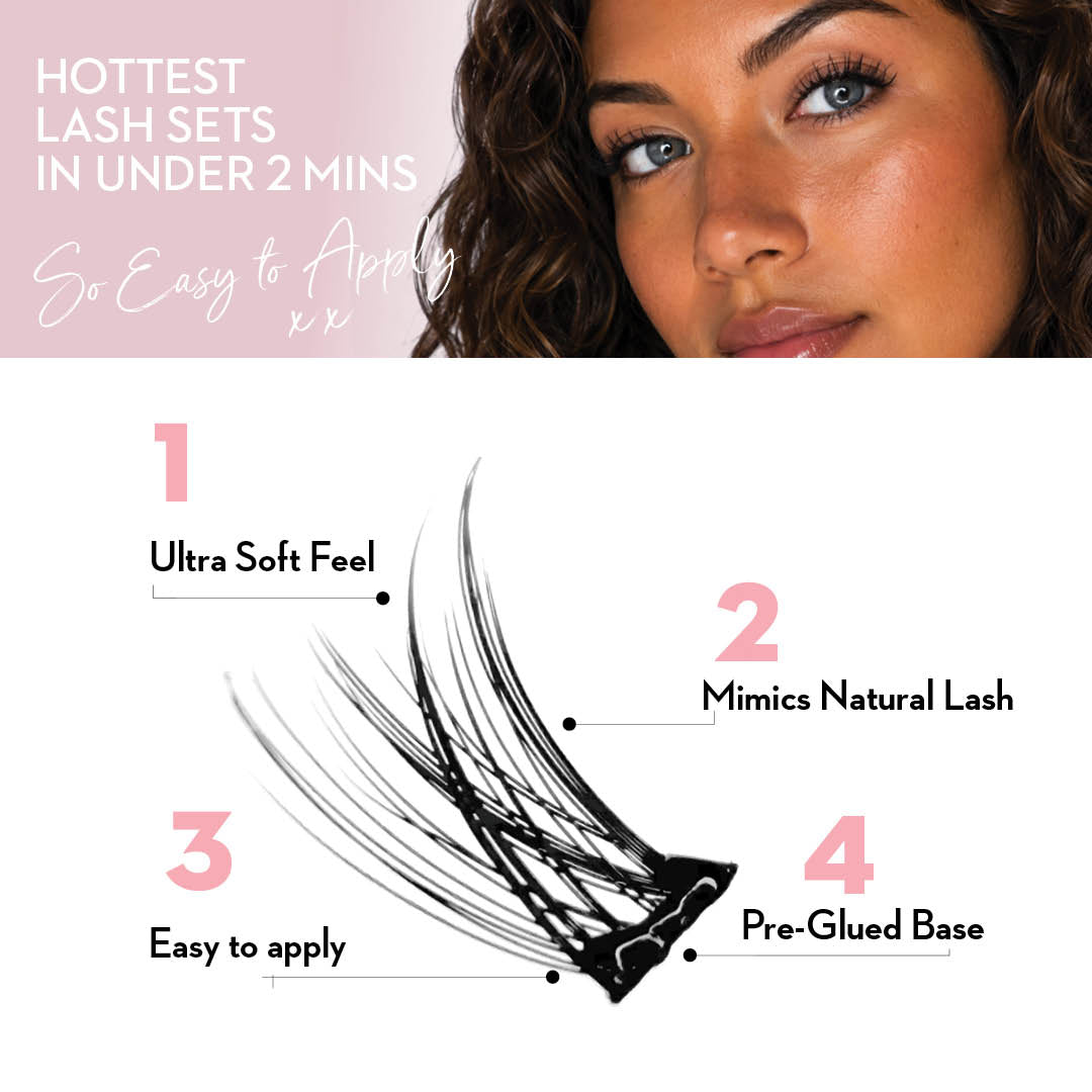 Camellia Wispy Press-On Pre-glued Cluster Lashes & Applicator False Eyelashes ONE V SALON
