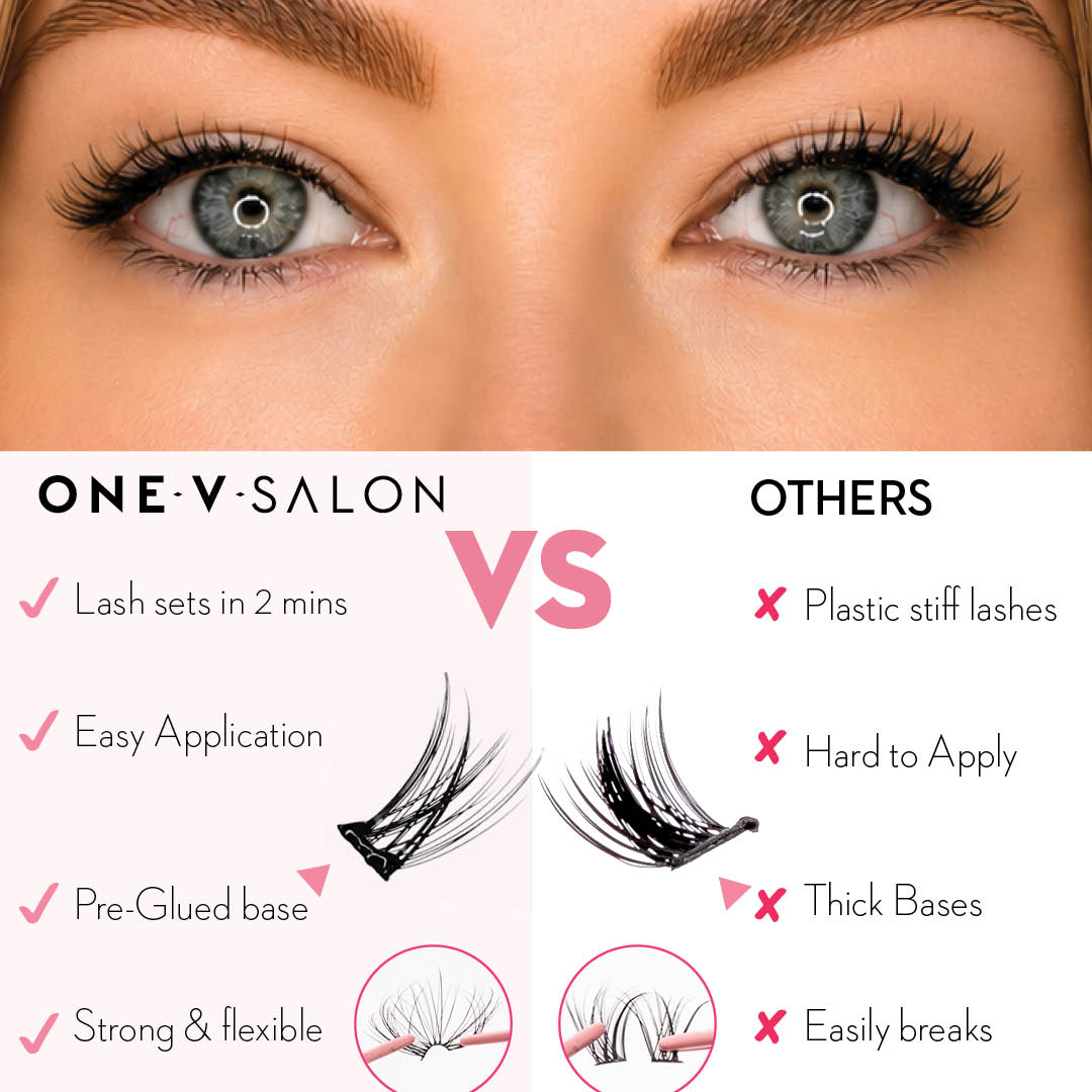 Camellia Wispy Press-On Pre-glued Cluster Lashes & Applicator False Eyelashes ONE V SALON