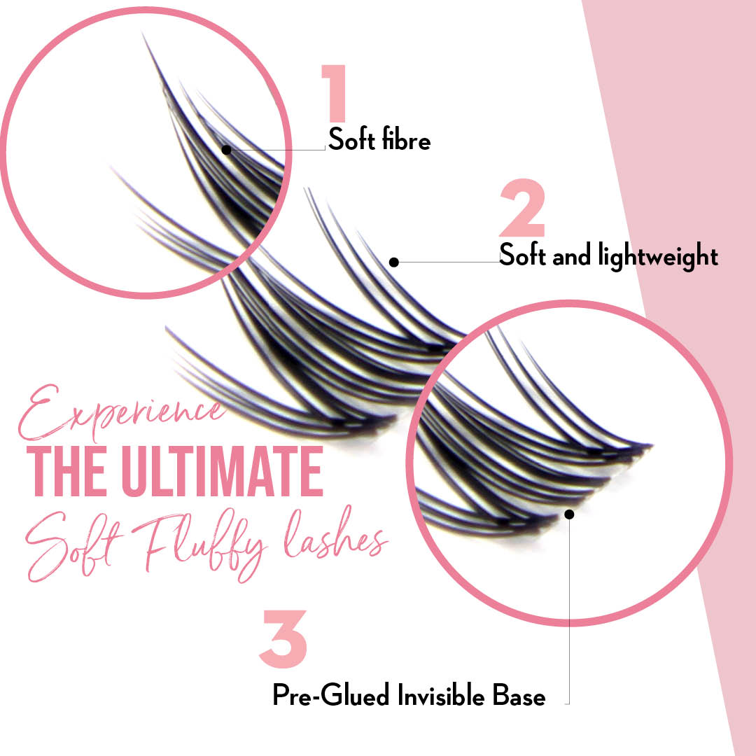 Cloud 9 Press On Pre-glued Under-lashes Cluster Lashes & Applicator False Eyelashes ONE V SALON