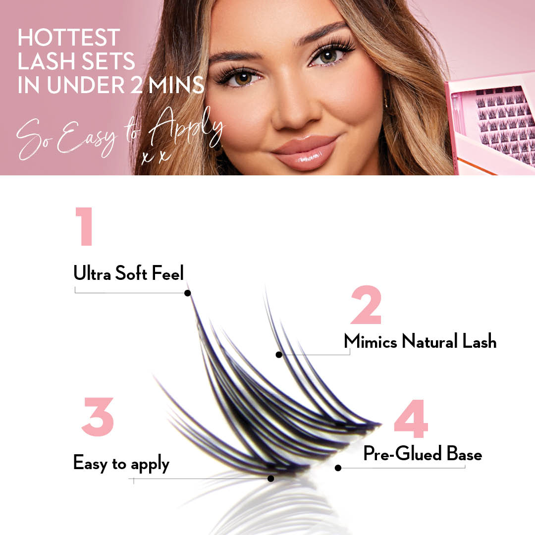 Cloud 9 Press On Pre-glued Under-lashes Cluster Lashes & Applicator False Eyelashes ONE V SALON