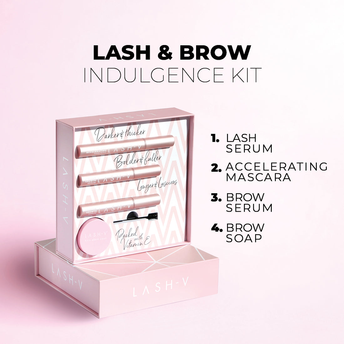 Combo Kit - Lash & Brow Indulgence Kit - LASH & BROW GROWTH SERUMS + MASCARA + BROW SOAP  OneVSalon   